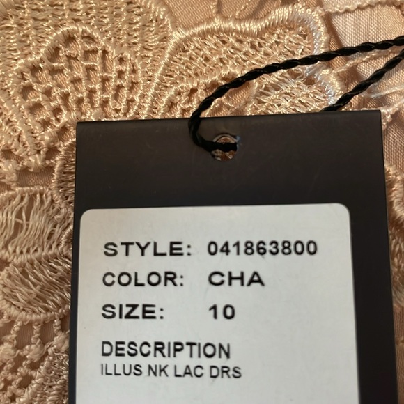 SOLD. New ADRIANNA PAPELL Champagne Lace Dress size 10 - Picture 9 of 17